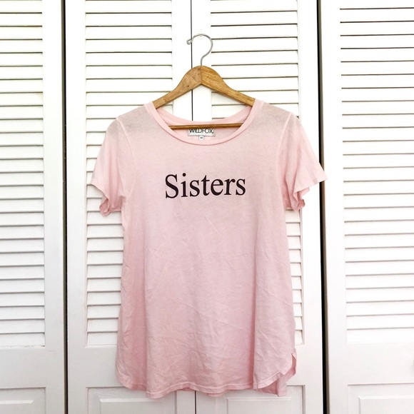 Wildfox Tops - Wildfox Light Pink Sisters Graphic Tee Shirt